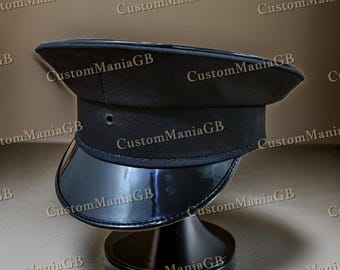 Train Conductor Cap with PU Shinny Top, Railway Officer Hat, Railroad Themed Gift for Him, Unique Birthday Present
