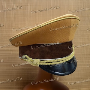 Khaki Style Officer Cap, Festival Uniform Hat Army-Style Cosplay Costume Theatre Cap for Drama Play and Events