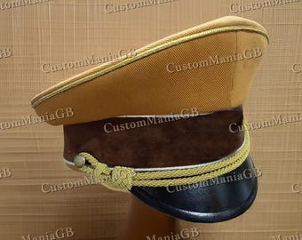 Khaki Style Officer Cap, Festival Uniform Hat Army-Style Cosplay Costume Theatre Cap for Drama Play and Events