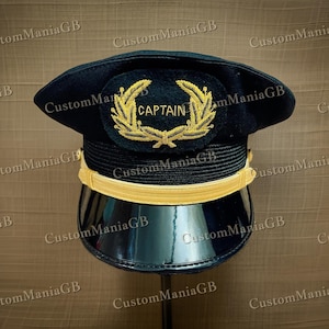 Captain Ship Yacht Admiral Commander Skipper Hat, Gift For Boat Owner Cap, Yachting skipper Hat with Badge