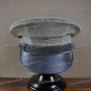 Grey Peak Visor Enlisted Officer Cap, Festival Air Force Uniform Hat Army-Style Cosplay Costume Theatre Cap for Drama Play and Events