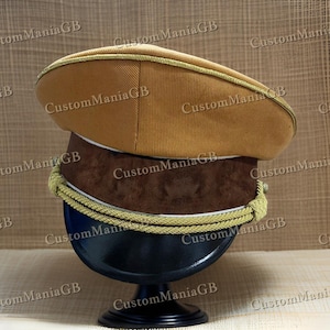 Khaki Peaked Visor Cosplay Commission Officer Commissar Hat, Cap