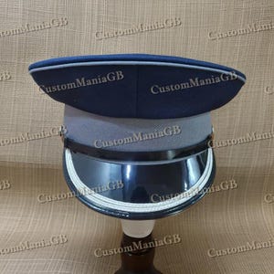Navy Blue Peak Visor Offizierkappe, Festival Uniform Hut Army-Style Cosplay Kostüm Theaterkappe für Drama und Events