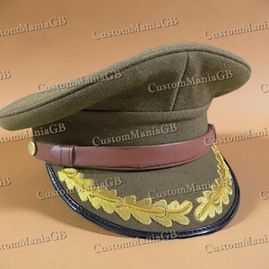 Olive Green Officer Cap, Army-Style Cosplay Costume Theatre Cap for Drama Play and Events