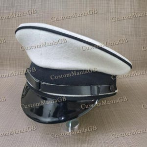 White Peaked Visor Army Cosplay Commission Officer Cap, Commissar Costume hat