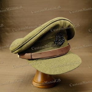 Britische WW2 Khaki Stil Offizier Kappe, Festival Uniform Hut Armee-Stil Cosplay Kostüm Theater Kappe für Drama spielen und Veranstaltungen