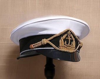 Custom Captain Ship Yacht Admiral Commander Skipper Hat
