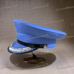 Blaue gestickte Spitzenoffiziermütze, Festivaluniformhut Army-Style Cosplay Kostüm Theater Visor Cap für Drama und Events