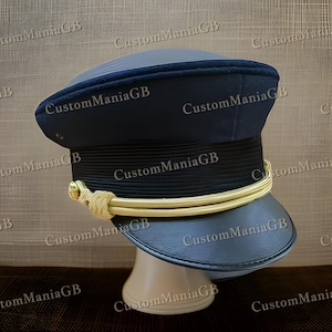 Black Peak Visor Offiziersmütze, Festival Uniform Hut Army-Style Cosplay Kostüm Theater Cap für Dramatik und Events