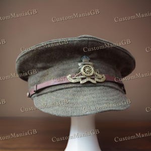 British WW1 Trench Style Officer Cap, Festival Uniform Hat Army-Style Cosplay Costume Theatre Cap for Drama Play and Events