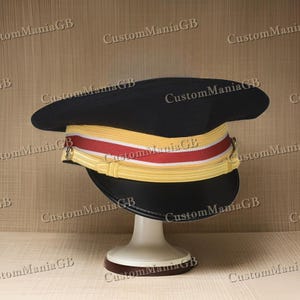 Army Company Grey Service Peak Visor Enlisted Officer Cap, Uniform Hat Army-Style Cosplay Costume Theatre Cap for Drama Play and Events