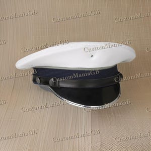 White Peaked Visor Army Cosplay Commission Officer Cap, Commissar Costume hat