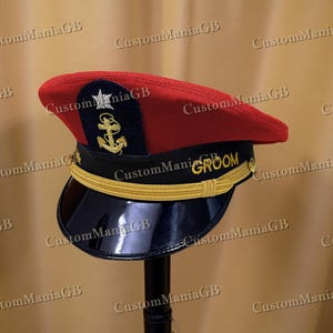 Custom Captain Hat Groom Gift – Personalized Skipper Hat with Anchor – Nautical Wedding, Bachelor Party, Yacht or Boating Accessory