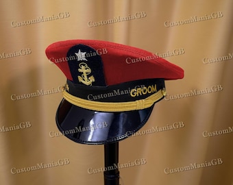 Custom Captain Hat Groom Gift – Personalized Skipper Hat with Anchor – Nautical Wedding, Bachelor Party, Yacht or Boating Accessory