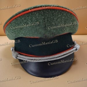 Olive Green Style US Officer Cap, Festival Uniform Hat Army-Style Cosplay Costume Theatre Cap for Drama Play and Events