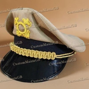 Lancaster Boat Captain Ship Yacht Admiral Commander Skipper Hat, Gift For Boat Owner Cap, Yachting skipper Hat with Badge