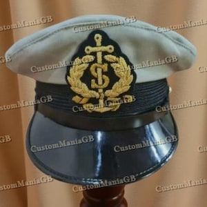 Captain Ship Yacht Admiral Commander Skipper Hat, Gift For Boat Owner Cap, Yachting skipper Hat with Badge