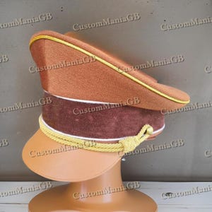 Khaki Style Officer Cap, Festival Uniform Hat Army-Style Cosplay Costume Theatre Cap for Drama Play and Events