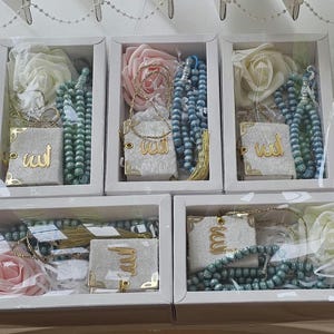 Customized Box Mini Quran Thasbeeh Set, Islamic Favors,Islamic, Eid, Hajj Gift, Custom Favors, Nikkah Gift,Mini Quran,Thasbee