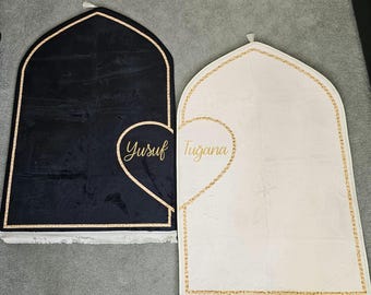 Benutzerdefinierte Paar Gebetsteppich Set Dicker Schaumstoff Unterstützung, Paar Geschenk, Gebetsmatte, Gebetsteppich Set, Paar Gebetsteppich, personalisierte Paar Gebetsmatte
