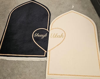 Customized Islamic Gift 2 Prayer Mat Set,Thick Couple Prayer Mat Set, Couple Prayer rug,Personalized Prayer Rugs,Nikkah Walima, Wedding Gift