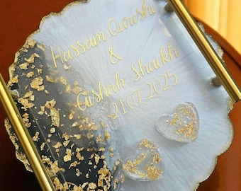 Luxury Personalised Wedding Ring Plate,Wedding plate,Engagement Ceremony,Including Ring,Boxes,Vinyl,Fully Customizable,Custom Ring plate