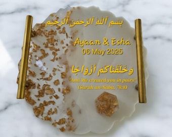 Custom Epoxy Personalised Wedding Ring Plate,Nikkah ring plate,Wedding,Engagement ring plate,Ceremony Ring plate, Islamic Ring plate,Resin