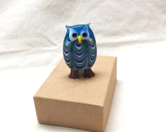 Vintage Murano Art Glass Owl Figurine Handblown Festooned Design Pattern