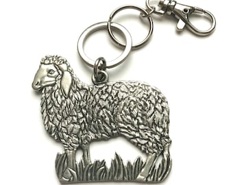 Vintage Pewter Ram Sheep Keychain/Purse Charm Signed "HM" Dated 1992 Large and Detailed