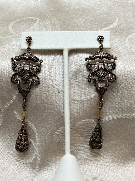 カメオ　18k Vintage Art Deco Earrings Gold Tone Victorian Art Deco