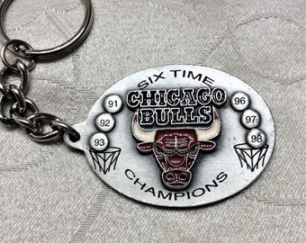 Collectible Chicago Bulls Six Time Champions Key Ring Pewter Dated 1998