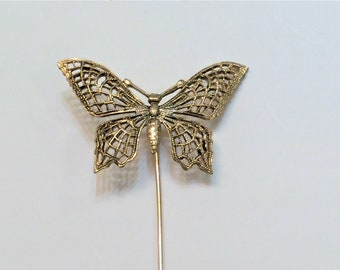 Vintage Filigree Butterfly Gold Tone Stickpin