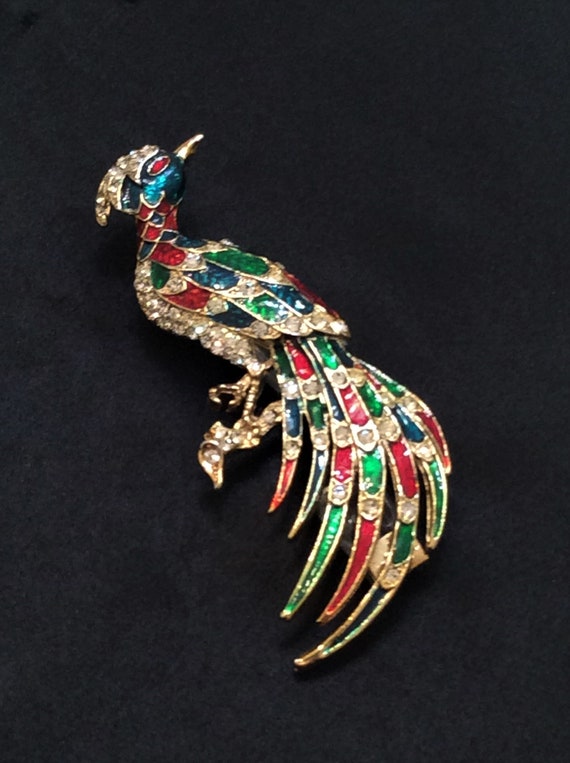 Vintage Spectacular Large Bird of Paradise Brooch/