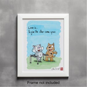 L'amour est la liberté (EN). Motivation. Inspiration. Dictons. Animaux. Chien. Chat. Dessin. Télécharger. Cartes postales. Art mural.