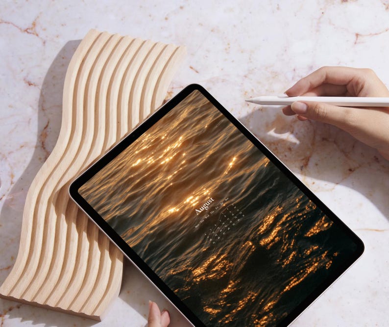 Monthly Calendar iPad Wallpaper 2025 Ocean Vibes Aesthetic iPad