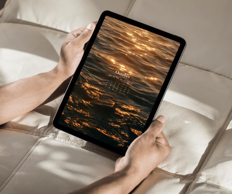 Monthly Calendar iPad Wallpaper 2025 Ocean Vibes Aesthetic iPad