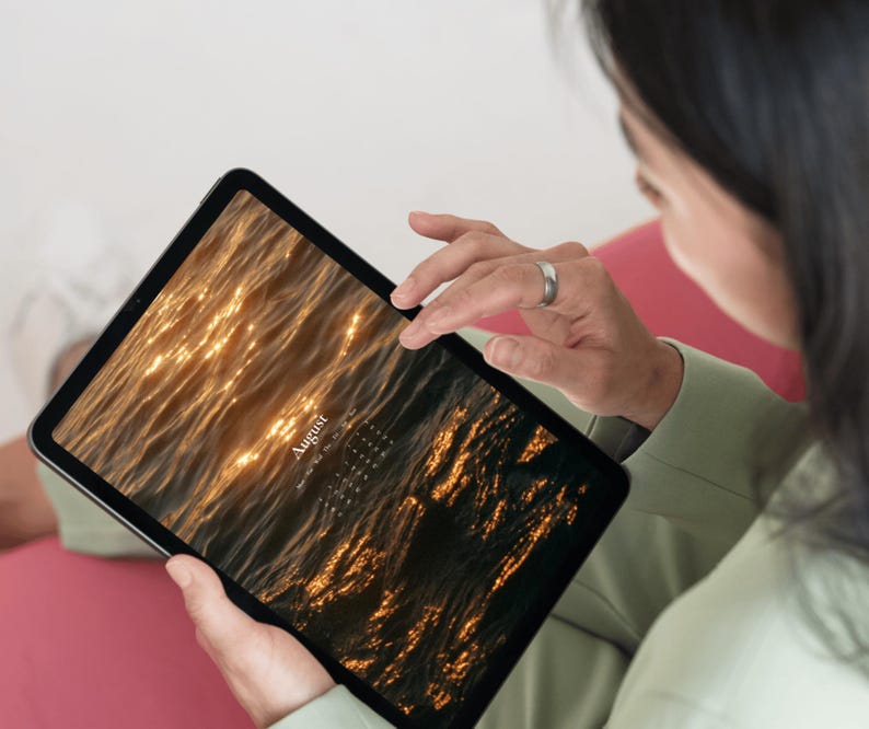 Monthly Calendar iPad Wallpaper 2025 Ocean Vibes Aesthetic iPad