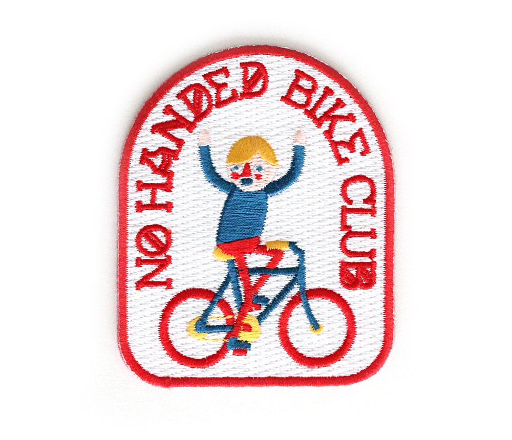 No Handed Bike Club Iron On Patch Etsy