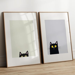 A l'affût ! 7 variantes en 1 téléchargement, Sweet cat, minou, curieux, affiche imprimable, imprimé, graphique, numérique, imprimé, moderne, art