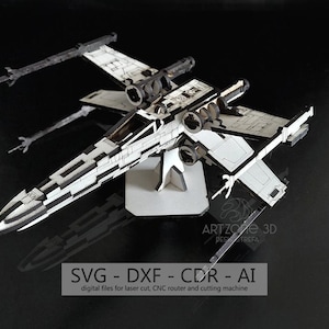 Star Wars X-Wing Wooden 3D Model: Laser Cut Template (Digital File)