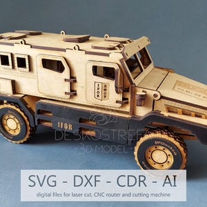 Digital file - KAMAZ Patrol-3D, laser cut template, car model, wooden toy constructor, cnc, 3mm