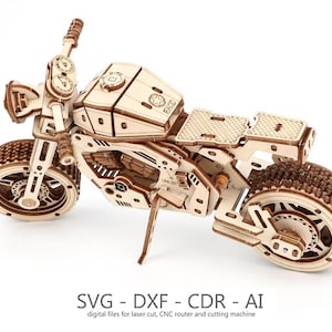 Plik cyfrowy - Moto Racer Bike, układanka 3D, szablon wycinany laserowo, CDR, DXF, konstrukcja z drewna, CNC, 3 mm, układanka drewniana,