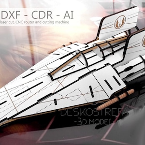 A-WING 3D Puzzle: Wooden Laser Cut Template (Digital Download)