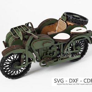 URAL 650 Bike 3D Puzzle: Laser Cut Wooden Model (Digital File)