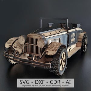 Archivo digital, Plantilla de corte láser, Coche todoterreno - Nash Cabrio 1928, Puzzle de madera 3D, 3 mm