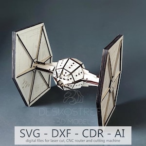 Star Wars Tie Fighter 3D Model: Laser Cut Puzzle (Digital File)