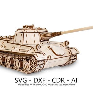 Digital file, Laser cut template, Tank - Panzer VII Löwe, 3d wooden puzzle, 3mm