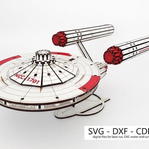 Modelo 3D del USS Enterprise: Rompecabezas de madera cortados con láser (descarga digital)