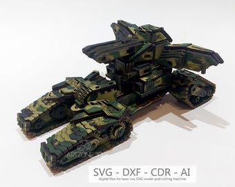 Angel Tank 3D Puzzle Model: Laser Cut Files (SVG, DXF, CDR)