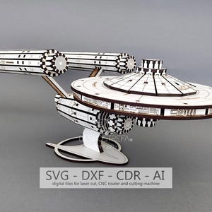 デジタルファイル 木製 3 mm 3D モデル - USS エンタープライズ、パズル レーザーカット テンプレート CDR DXF 装飾 木製コンストラクター
